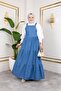 Women's Strappy Ruffled Denim Salopet