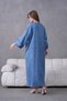 Women's Wide Fit Long Denim Dress with Sequined Embroidery on the Front - 8
