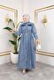 Women's Buttoned Pocket Denim Dress - 4