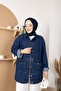 Women's Jeans Jacket with Stone Detail Pocket - 6