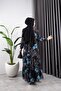 Women's Lined Flower Patterned Chiffon Dress - 8