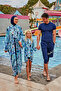 Patterned Turquoise Kimono Caftan P2428 - 5