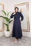 Women's Birded Collar Pearl Scuba Fabric Saw Dress - 3