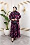 Women's Lined Chiffon Patterned Dress - 3