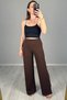 Women's Brown Lycra Palazzo Trousers with Elastic Waist
