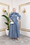 Women's Buttoned Pocket Denim Dress - 3