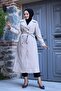 Women's Buttoned Bowled Trench Coat - 3