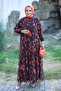 Women's Lined Chiffon Patterned Dress - 2