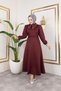Women's Birded Collar Pearl Scuba Fabric Saw Dress - 5
