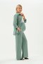 Pregnant Loose Wide Leg Adjustable Waist Shirt Suit Green - 5