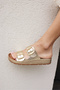 Parsy Women's Gold Gold Real Leather Slippers - 4