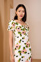 Summer Floral Print Watermelon Sleeve Slit Detail Dress - 7