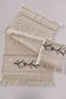 Cross-Stitch Embroidered Jacquard Velvet Set of 2 Hand Face Towels - 50X90 cm - Cappuccino - 3