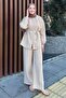 Women's Birit Buttoned Trousers Suit M15807 - Beige - 3