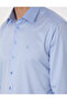 Dark Blue 100% Cotton Shiny Satin Slim Fit Long Sleeve Basic Shirt 50305127-Vr032 - 7