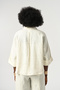 Women's Ecru Color 100% Linen Three Quarter Sleeve Shirt - 5