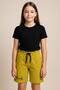 Girl's Lovely Written Elastic Waist Combed Cotton Summer Capri - Mustard Yellow - 7