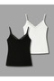 Women's Modal Cotton Lace Detailed 2-Piece Ribbed Undershirt