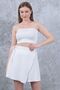 Women's White Corded Double Breasted Waist Tie Mini Skirt - 4