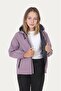 Girl's plum inner lined water and windproof k Hooded double zippered pocket raincoat - 4