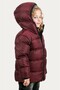 Girl's Burgundy Fleece Inside Furry Hooded Waterproof Wind Resistant Inflatable Winter Jacket Coat - 4