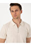 Beige Slim Fit Linen Blend Zippered Polo Collar T-Shirt 50303869-Vr011 - 2