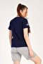 Women's 3 Thread Short Sleeve Pajama Set with Double Leggings Shorts, 301009 - 4