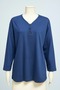 Plus Size V-Neck 3 Button Mother Combed Cotton Blouse – Relaxed Fit