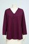 Plus Size V-Neck 3 Button Mother Combed Cotton Blouse – Relaxed Fit - 3