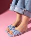 Casia Light Blue Denim Fabric Knot Detailed Slippers