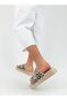 Beige Color Leopard Pattern Flat Sole Women's Slippers - 3