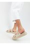 Beige Color Rabbit Buckle Detailed Flat Sole Women's Slippers - 2