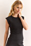 Women's Black Bat Soft Textured Flexible Blouse Blz-19002877