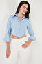 Cotton Blend Slim Fit Long Sleeve Crop Shirt Shirt 6777336 - 3