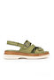 , Women's Genuine Leather Wedge Heel Sandals 1511020Z6122 Green