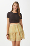 Women's Juliet Yellow Floral Pattern Lined Flounce Mini Chiffon Woven Skirt