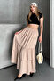 Basic Lined Pleated Women's Long Skirt Black