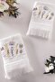 Floral Embroidered 2-Piece Hand Towel - Jacquard Velvet Face Towel - 100% Cotton - White - 5
