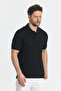 Men's Non-Shrinkable 100% Cotton Fabric Slim Fit Slim Fit Black Non-Curling Polo Neck T-Shirt - 5