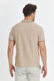 Men's Non-Shrinkable 100% Cotton Fabric Slim Fit Slim Fit Beige Non-Curling Polo Neck T-Shirt - 6