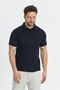 Wolfe Men's Navy Blue Lycra Cotton Blend Non-Shrink Fabric Non-Curling Collar Polo Neck T-Shirt - 5