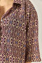 Women's Purple Beige V-Neck Half Sleeve Patterned Printed Shirt 6652 60283258 - 7