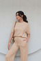 Women's Summer Combed Cotton Suit – Short Sleeve Blouse & Flared Trousers - 4