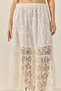 Women's White Floral Lace Short Lined Flounced Regular Waist Long Skirt 6631 60283260 - 7