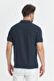 Walfer Men's Navy Blue Lycra Cotton Blend Slim Fit Non-Curling Polo Collar T-Shirt - 5