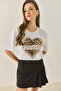 Women's White Forever Stone Printed Leopard Comfortable Fit T-Shirt 1812 60283281 - 2