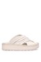 D25Yt-1430 Women's Genuine Leather Flat Slippers Cream
