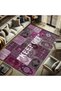 Quartz Collection Keep Off in Purple Tones Written Vintage Patterned Woven Base Decorative Carpet Kuvars33 - 2