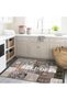 Quartz Collection Keep Off Written in Gray Tones Vintage Patterned Woven Base Decorative Carpet Kuvars33 - 5