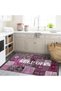 Quartz Collection Keep Off in Purple Tones Written Vintage Patterned Woven Base Decorative Carpet Kuvars33 - 5